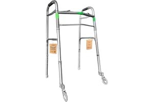 EK EKOHEALTHY-MEDICAL SHOP ONLINE EkoHealthy® Deambulatore Vivo Sicuro Controllato In Toscana, Leggero E Resistente Fino A 130kg, Pieghevole, Regolabile In Altezza, 2 Ruote Piroettanti. Adatto A Disabili E Anziani. Grigio Scuro