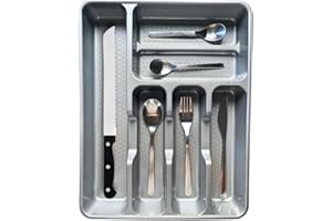 BUYLUX Organizador Cubiertos para Cajon Cocina - Cubertero Porta Cubiertos para Organizar Cajones - Gavetas Organizadoras de Diseño Funcional, Bandeja Separadora (30 x 38 x 4,5 cm)
