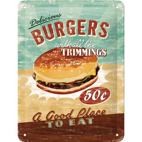 Nostalgic-Art - USA Burgers - Blechschild - 15x20cm