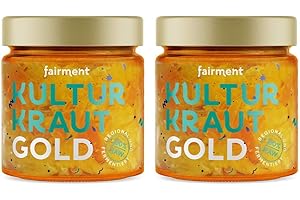 ‎FAIRMENT Fairment Kultur Kraut Gold - lebendiges Sauerkraut im Glas mit Karotten, Ingwer und Kurkuma - natürlich fermentiert und nicht pasteurisiert