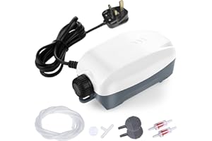 HITOP Aquarium Air Pump with Accessories, Whisper Fish Tank Air Pump, Silent Air Pump for Fish Tank 30L to 400 Litres (White)