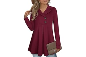 GUUKA Ladies Casual Long Sleeve V Neck Swing Tunic Tops Loose Pleated Pullover Longline Autumn Jumpers For Women UK