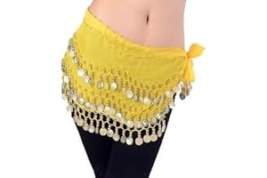 SDKZBFC Belly Dance Hip Scarf ，98 Gold Coins Chiffon Belly Dance Hip Scarf Dance Skirt Belt Waist Chain