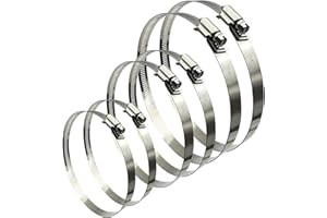 EESTECK 6 Pcs 91-165mm Large Hose Clips Set, Adjustable 304 Stainless Steel Worm Gear Hose Pipe Clamps Duct Clamps Worm Drive Hose Clamps (3-Size: 4" 5" 6")