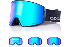 Odoland Occhiali da Sci Fotocromatici per Giornate Soleggiate e Nuvolose Maschera da Snowboard Cilindrici Antiappannamento Protezione UV400 Occhiali da Sci e Snowboard per Adulti Ragazzi Uomo Donna