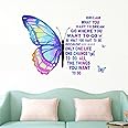 Decal O Decal Vinyl Blue Butterfly With Motivational Quotes ' Wall Stickers (Pack Of 1, Positive Quotesself-Adhesive, Wall, 900 Mm)
