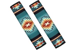 Jeiento 2 Packungen Sicherheitsgurt-Bezug, Azteken-Stil, Sicherheitsgurt-Clips, verstellbarer Schultergurtpolster, Sicherheitsgurtbezug, bequem und schützend für Erwachsene und Kinder