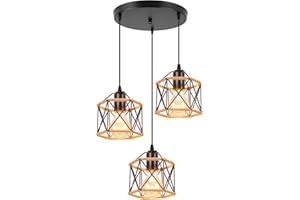 PETITES ECREVISSES Lampara Techo Colgante 3 luces Retro Industrial Luz de Techo Colgante e Cuerda de Cáñamo Iluminación Colgante Vintage Industrial Lámpara para Cocina Comedor Dormitorio