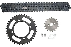 CUEI 420 Ketten- und Kettenrad-Kit, 420 Kette 155 mm 37 Zähne vorne und 420 73 mm 17 Zähne hinten Kettenrad-Kit, Kettenrad-Kit für 50 cc bis 125 cc Dirt Mini Bikes ATV, kompatibel mit Coolster, Apollo, SSR