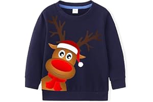 LXKA Boys Kids Christmas Jumper Sweatshirt Xmas Jumpers Reindeer Snowmen Santa Long Sleeve Tops Cotton T-Shirts Toddler Crew Neck Casual Winter Clothes Age 1-7 Years