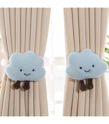 INITOO 4 Fermatenda Per Cameretta A Forma Di Orso Con Ricamo - Beige, 82 Cm - Accessori Tende In Cotone Per Bambini