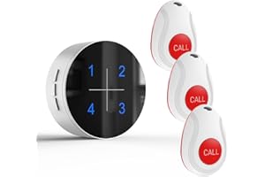 SANJIE Wireless Caregiver Pager Nurse Call Button for Elderly LED Number Display Call Light Nurse Alert System Call Bell for Patients at Residential Care Home/Nursing Home 500+ft(3buttons + 1receiver)
