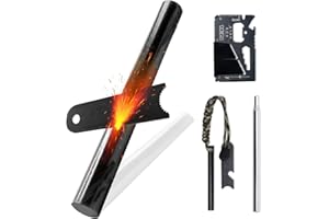 LUPATDY Pierre à feu Outdoor Set Lanceur de feu, Allumeur de feu avec Paracord Étincelle extrêmement Forte, Bushcraft Inclus Tube de soufflage télescopique pour Camping Outdoor Survival
