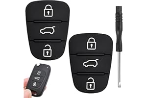 WANTUSHUI 2-Stück Autoschlüssel Tastenfeld 3 Tasten, Kompatibel mit Hyundai ix35, ix20, i30, i20, i10, Kia Sportage, Ceed und Mehr, Auto Fernbedienung Schlüsselgehäuse, Ersatz Tastenfeld Gummi Schlüssel Gehäuse