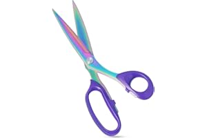 Asdirne Fabric Scissors, Dressmaking Scissors with Heavy Duty Titanium Plated Stainless Steel, Tailor Scissors for Cutting Fabrics and Leather, Purple, 10 Inch
