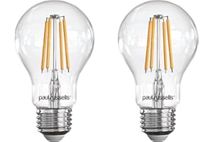 paul russells E27 Edison Screw LED Filament – 7Watt 60W Equivalent 806LM Lumens 2700K ES Standard GLS A60 – Super Bright Energy Saving Light Non-Dimmable - Warm White Bulbs - Pack of 2