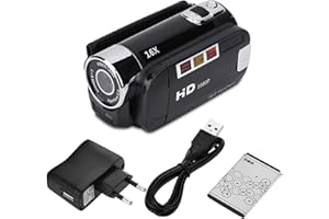 Akozon Tragbarer Videokamera, Vlogging-Kamera, FHD 16-facher Zoom, Full HD-Rotation, HD-Camcorder, 16 x tragbare DV-Kamera (schwarz)