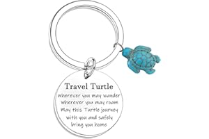 Nimteve Turtle Keyring Travel Turtle Keychain Luck Turtle Gifts Travel Gifts for Family Friends Wherever You May Wander Good Luck Charm Gifts Keyring