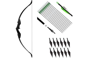 BIUBIUSOT 53" Takedown Recurve Bow and Arrow Set Adult 30/40LBS Archery Right Left Hand Archery Target Practice Outdoor Hunting 12pcs Mixed Carbon Arrow