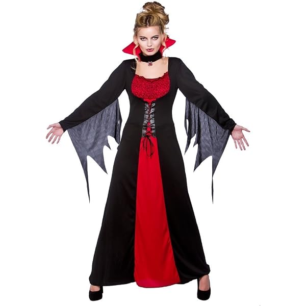 Vampirin Kostüm Für Teenager – Rotes Set Mit Kleid & Kopfbedeckung, Größe UK 6-8, Perfekt Für Halloween Oder Mottoparty