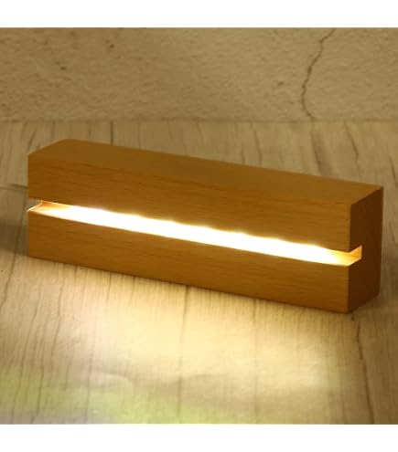 2 Basi Luminose In Legno Con LED Colorati, 15,2 Cm, Regolabili, Per Fogli Acrilici 3D E Cristalli, Alimentazione USB