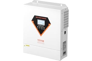 VEVOR Onduleur Solaire Hybride 3500 W Chargeur à Onde Sinusoïdale Pure Tout-en-Un, 24 V CC vers 220/230 V CA, avec Contrôleur Solaire MPPT 100 A Intégré, pour Systèmes Photovoltaïques Hors Réseau