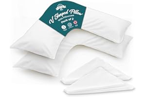 Posh Tag V Pillow With Pillowcase 140cm x 30cm Pack of 2, V Pillows For Adults, Maternity Neck Support, V Shaped Triangle Pillow, Extra Filled Hollow Fiber, Hypoallergenic