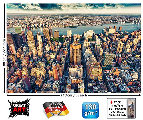 GREAT ART New York Skyline in der Dämmerung Wanddekoration – Wandbild Metropole Motiv XXL Poster (140 x 100 cm) - 2