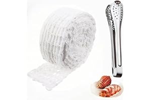 HUOANPO Smoked Ham Net, ,5M Smoked Sausage Mesh, Stainless Steel Food Tongs, Elastic Meat Netting Roll for Sausage- Casings Deli Meats Sausage Making Supplies