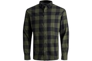 JACK & JONES Mens Gingham Twill Checkered Shirt Plus Size
