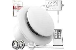 SBONNI 4 Inch Bathroom Extractor Fan with Humidistat, Thermostat, Timer, Remote Control – Powerful, Silent Ventilation Fan with Real Time Humidity & Temp Display for Ceiling Wall (With Plug)