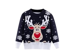 BABSUE Kinder Rundhals Christmas Sweater Pullis Jungen Weihnachten Elch Dinosaurier Weihnachtspullover Strickjacken Winter Langarm Sweater Sweatshirt Pulli
