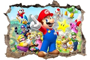 NVWANG Sticker Mural Mario Décorations Murales Super Mario Mario Décoration Murale Porte Super Mario Bros Muraux pour Chambres pour Enfants