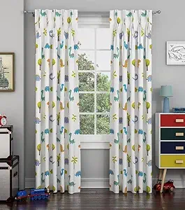 NIKI 3D Small Animal Digital Printed Polyester Fabric Curtains for Bed Room, Living Room Kids Room Color White Window/Door/Long Door (D.N.1609) (4 x 5 Feet:( Size: 48 x 60 inch) Window, 1)