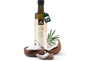 FOODIN MCT-olja C8, 500 ml kokosolja, bäst för ketogen kost, MCT-oljeketoner för att dricka, 3x fler ketoner (100% C8), kokos