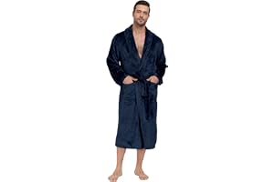 RONGTAI Herr Flannel Badrock med Slag - Lång Midjerock med Skärp, Varm och Bekväm