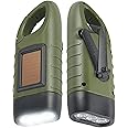 Simpeak 2Pcs Emergency Hand Crank LED Flashlight, Portable Dynamo Solar Powered Carabiner Energy Rechargeable Torch for Camping Climbing Hiking