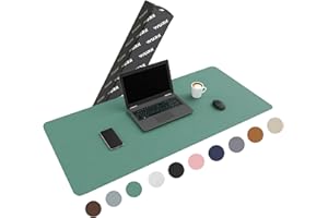 WURK podkładka na biurko ze skóry poliuretanowej (PU), w zestawie klips na kabel, XXL, duża podkładka pod mysz, odporna na ślizganie się, mata na biurko, 120 cm x 60 cm, turkusowa