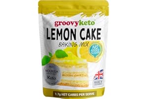 Groovy Keto Lemon Cake/Cupcake Mix | Low Carb | Keto Friendly | Sugar Free | Only 1.7g Net Carbs Per slice | Keto Baking Mix, Diabetic Friendly - 260g Pouch