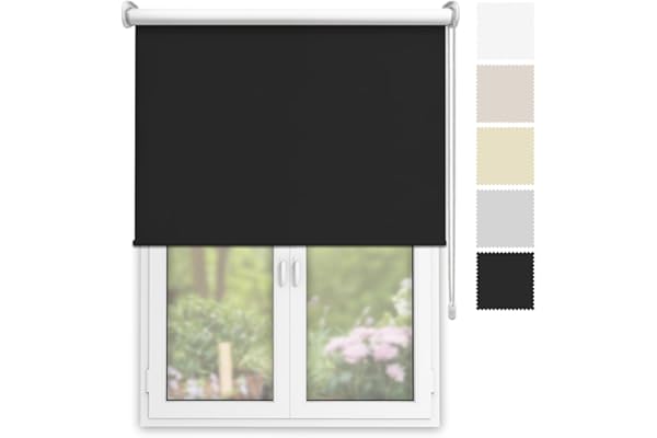 DECORESTOR Estor Enrollable Opaco Térmico a Medida 56 x 160 - Negro - Persiana Blackout para Ventanas y Puertas - Interior y Exterior - Bloquea 100% Luz y Aisla Temperatura - Ideal en Pared o Techo