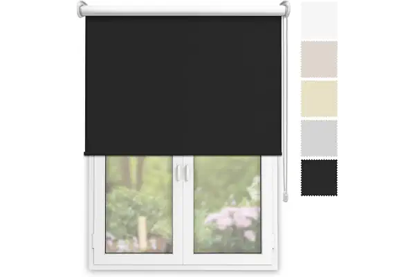 DECORESTOR Estor Enrollable Opaco Térmico a Medida 244 x 240 - Negro - Persiana Blackout para Ventanas y Puertas - Interior y Exterior - Bloquea 100% Luz y Aisla Temperatura - Ideal en Pared o Techo
