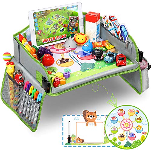 LENBEST Mesa Coche para niños, Mesa para Niños en la Asiento de Coche, Tablero Impermeable del Coche, Viajan Niños Play Tray, Mesa para Niños, Bandeja para Coche, Cochecito, Avión