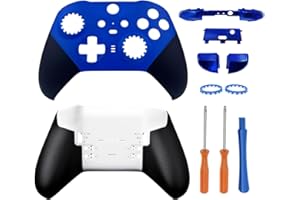 Hzxkqmil Set di Guscio di Ricambio per Xbox Elite Controller Series 2 - Core Blu, Custodia Anteriore Coperchio Posteriore + Pulsante di Attivazione LB RB LT RT Paracolpi Anello Joystick Accessori