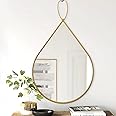 FEUFOAM Irregular Wall Mirror with Gold Metal Framed Modern Tear Drop Hanging Mirrors for Wall Decor Bedroom Living Room Bathroom Mirror Small