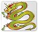 Produktbild WYICPLO Dragon Mouse Pad, Japanese Old Fashion Ancient Folk Myth Creature in Vibrant Toned Design, Standard Size Rectangle Non-Slip Rubber Mousepad, Lime Green Marigold Red