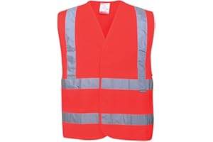 Portwest Gilet Hi-Vis Baudrier & Double Ceinture, Couleur: Rouge, Taille: S/M, C470RERS/M