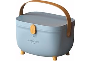 KONGMING Medicine Storage Box,Household Muti Grid Plastic Container Box,Double Layers Medical Storage Boxes,First Aid Large Capacity Medicine Cabinet for Home,Office,School & Emergencies (Blue)