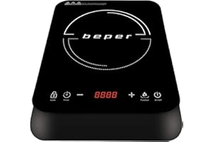 BEPER BF.700 Placa induccion 1 Fuego en Cristal Resistente - Placa Induccion Portatil con 10 Potencias, 10 Temperaturas y Temporizador Programable, 2000W