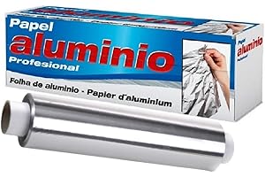 CUATRO GASA Papier Aluminium 30 cm x 200 m, 13 Microns, Résistant aux Hautes Températures, Idéal pour Distributeur et Boîte Distributrice avec Scie Intégrée