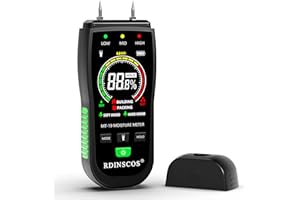 RDINSCOS Moisture Meter Detector – Pin-Type Damp Meter for Wood, Firewood, Timber,Log & Building Materials